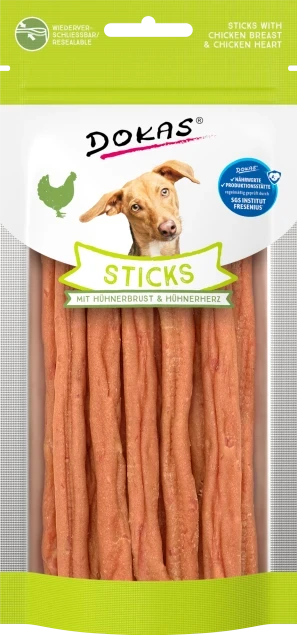 Dokas Sticks mit Hühnerbrust & Hühnerherz 12x 60 g Dokas Sticks mit Hühnerbrust & Hühnerherz 12x 60 g
