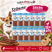 Dokas Sticks mit Entenbrust, Entenherz und Entenleber 12x 60 g - UVP 23,88 EUR