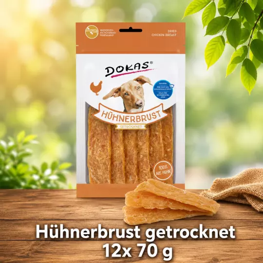 Dokas Hühnerbrust getrocknet 12 Packungen x 70 g