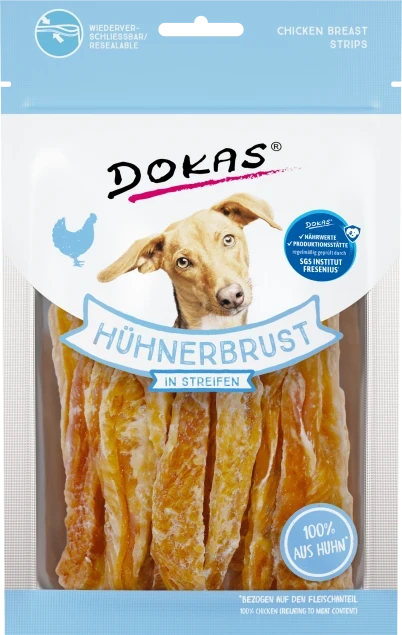 Dokas Hühnerbrust in Streifen 11x70 g - UVP 23,98EUR Dokas Hühnerbrust in Streifen 11x70 g - UVP 23,98EUR