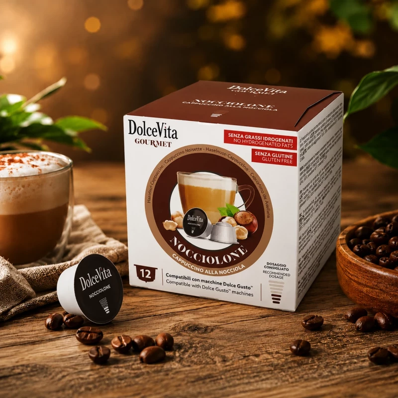 Dolce Vita Nocciolone - Haselnuss-Cappuccino 12 Kapseln für Dolce Gusto