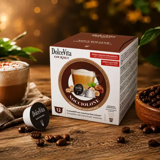 Dolce Vita Nocciolone - Haselnuss-Cappuccino 12 Kapseln für Dolce Gusto