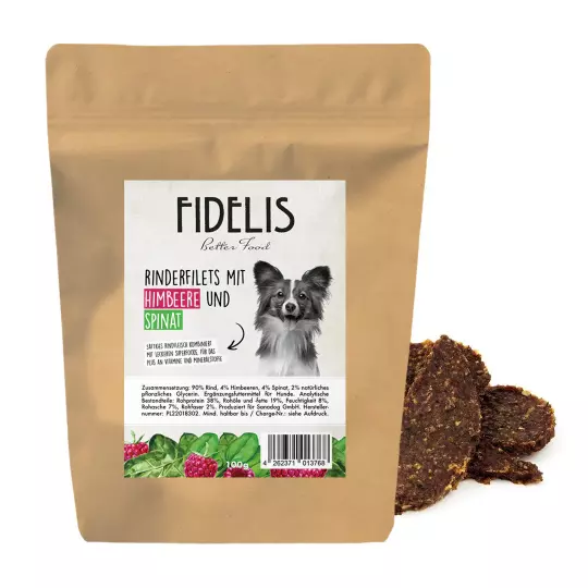 Fidelis Rinderfilets mit Himbeeeren und Spinat 100g